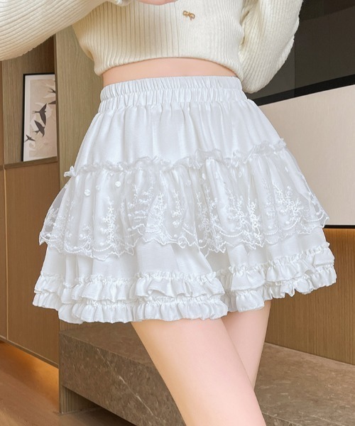 lila テニススカート ホワイト フリル付き lila テニススカート