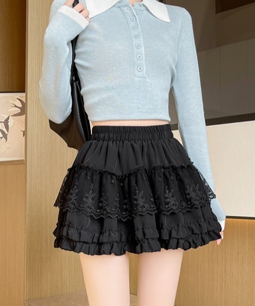 Mejoul スカート 「2026春夏新作」「インパン付き」ハイウエストフリル