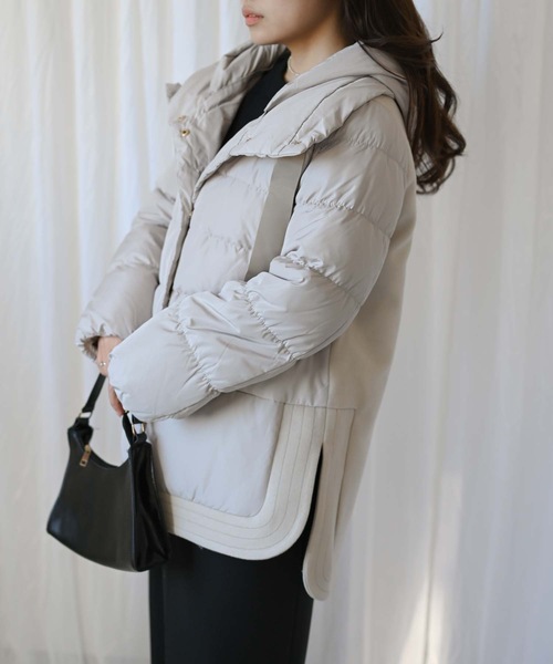 ＆HALF ダウンコート ダウンジャケット ウール調フェルトダウンコート