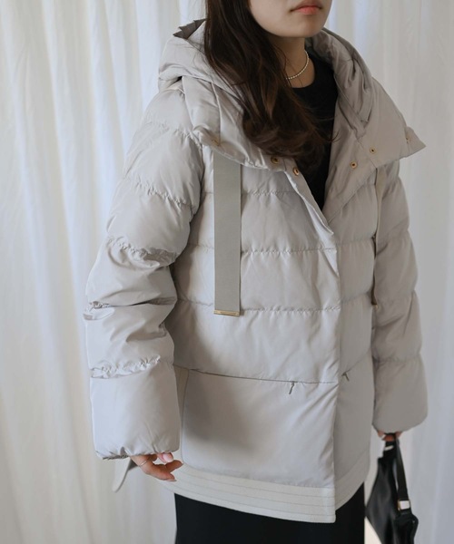 ＆HALF ダウンコート ダウンジャケット ウール調フェルトダウンコート