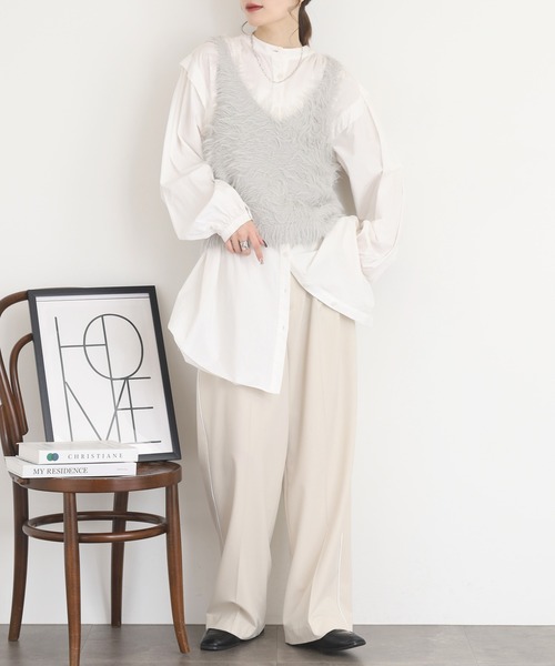 美品✩本物✩レッキス✩ファーベスト✩柔らか✩艷やか✩Lサイズ✩ジレ FUNALIVE（ファンアライブ） ベスト ジレ フェイクファーベスト