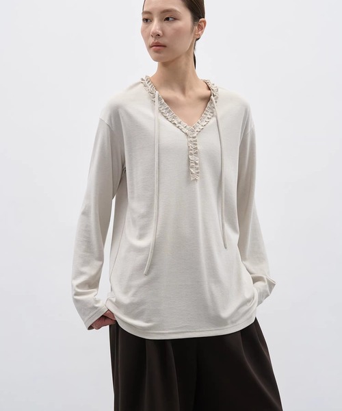 ホワイト フリル袖 Tシャツ セットアップ 白Tシャツ レディース フリル袖デザインクラシック上質カットソー