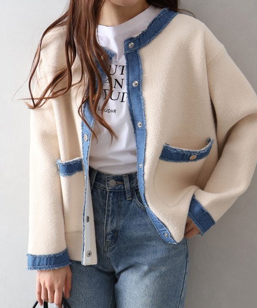 SpRay（スプレイ） ニット セーター デニムトリムニットジャケット