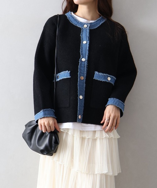 SpRay（スプレイ） ニット セーター デニムトリムニットジャケット