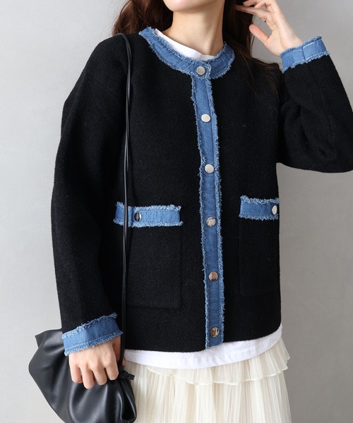 SpRay（スプレイ） ニット セーター デニムトリムニットジャケット