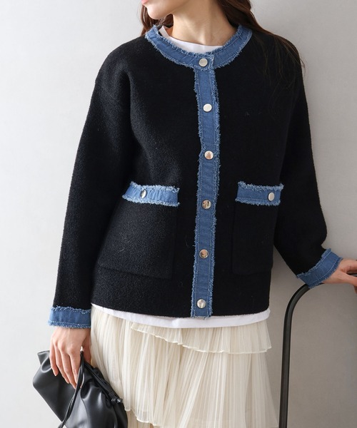 SpRay（スプレイ） ニット セーター デニムトリムニットジャケット