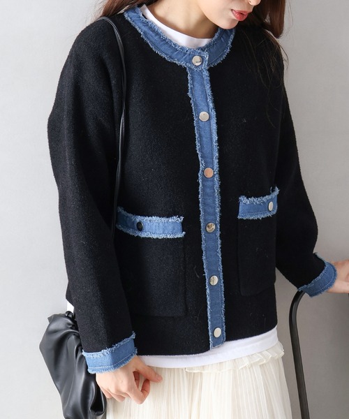SpRay（スプレイ） ニット セーター デニムトリムニットジャケット