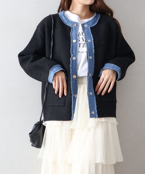 SpRay（スプレイ） ニット セーター デニムトリムニットジャケット