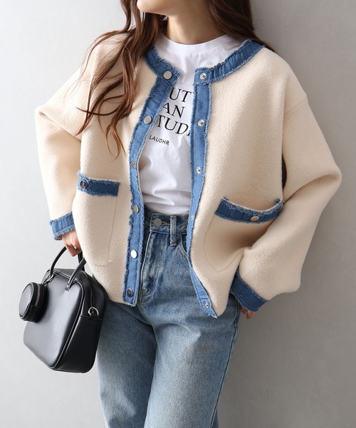 SpRay（スプレイ） ニット セーター デニムトリムニットジャケット