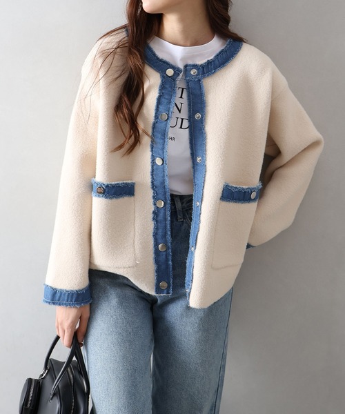 SpRay（スプレイ） ニット セーター デニムトリムニットジャケット