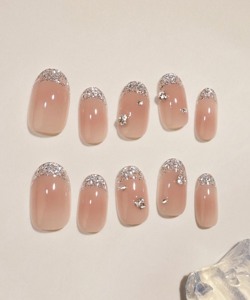 Anail ネイルチップ ネイルシール ブラウンニュアンスゴールドミラー