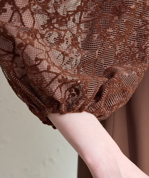 AIMER（エメ） ドレス モール刺繍ボリュームスリーブキーネック