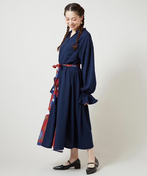 「チャイハネ」 「Amina」長袖ワンピース FREE ダークグリーン レディース_画像5