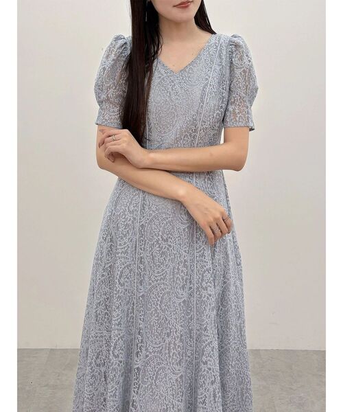 ワンピース レースパイピングロングワンピースの画像
