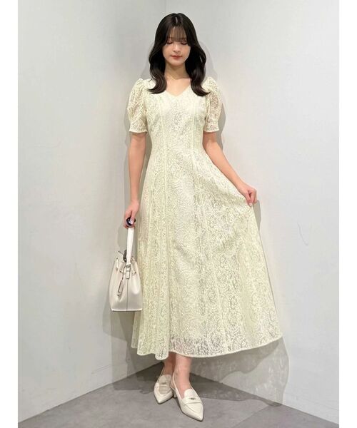 maje クレープドレス　レース　マージュ　春夏　半袖ワンピースショートスリーブ MERCURYDUO（マーキュリーデュオ） ワンピース 半袖 レースパイピング