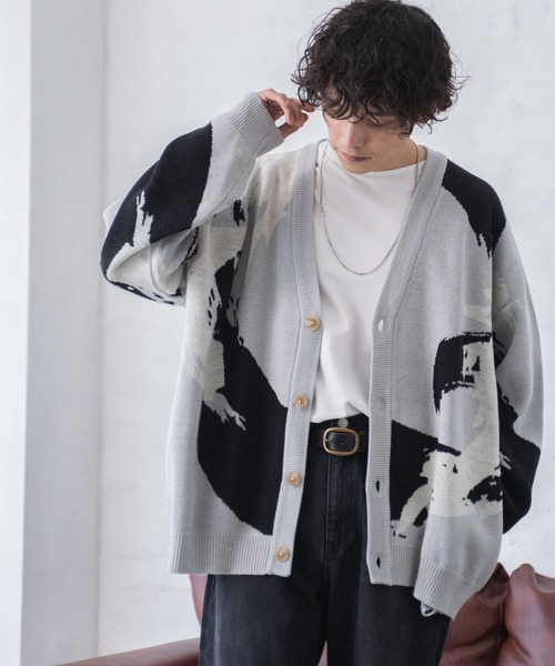 「WEGO」 ニットカーディガン LARGE ブルー メンズ_画像7