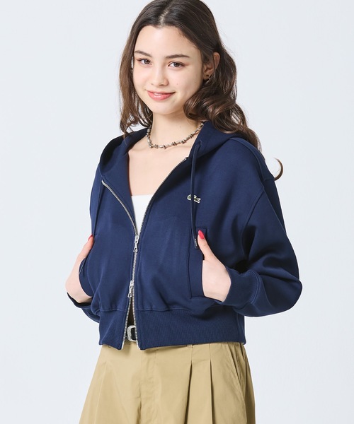 ジップアップ LACOSTE ラコステ パーカー （パーカー ボアワニロゴスウェットジップフーディー セール】 レディース44 フーディ レディースウェア