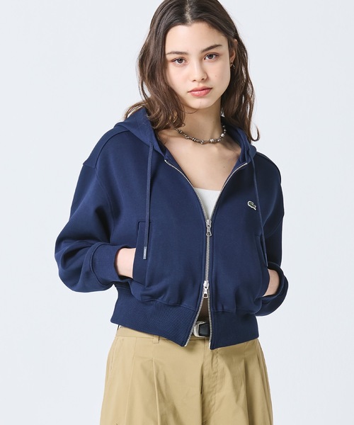 ラコステ LACOSTE ジップアップ パーカー フーディ レディース44 LACOSTE（ラコステ） パーカー ダブルフェイスジャージジップ