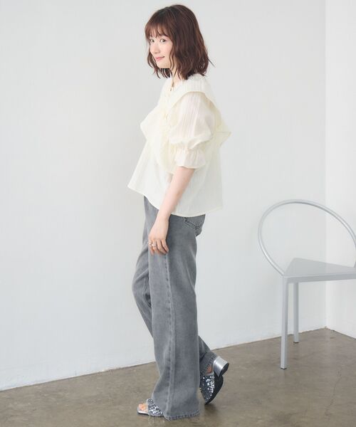 「RETRO GIRL」 半袖ブラウス FREE イエロー レディース_画像5