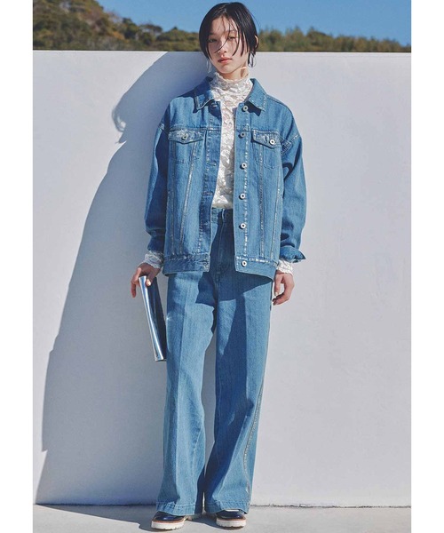 「MEDE19F」 デニムジャケット LARGE ライトインディゴブルー レディース_画像2