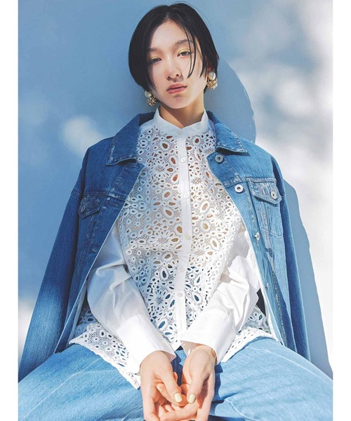 「MEDE19F」 デニムジャケット LARGE ライトインディゴブルー レディース_画像3