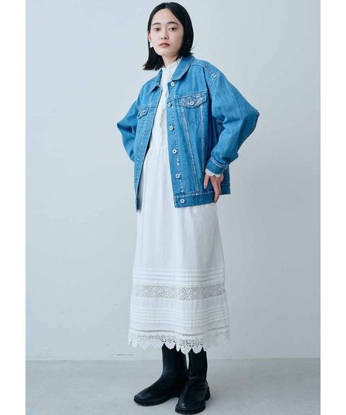 「MEDE19F」 デニムジャケット LARGE ライトインディゴブルー レディース_画像4