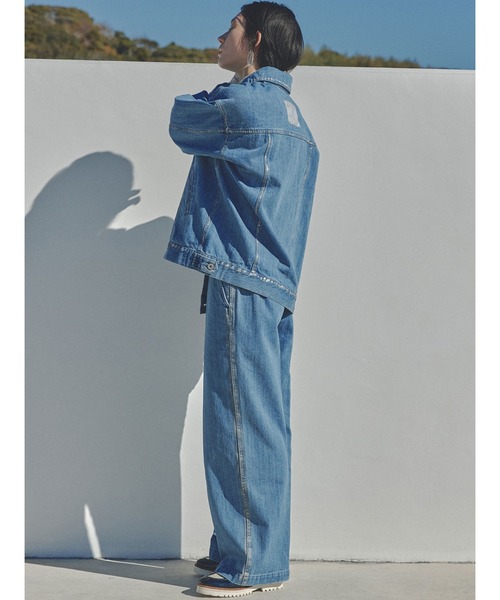 「MEDE19F」 デニムジャケット LARGE ライトインディゴブルー レディース_画像5