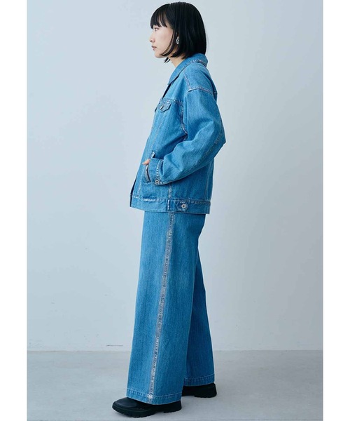 「MEDE19F」 デニムジャケット LARGE ライトインディゴブルー レディース_画像8