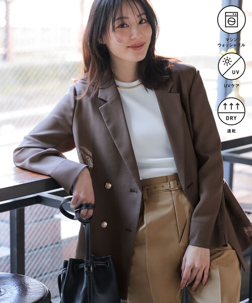 ジャケット テーラードジャケット シアーメッシュ ダブルジャケット レディースの画像