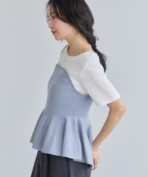 VIS（ビス） tシャツ ペプラムサマーニットドッキングカットソー
