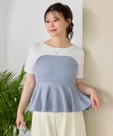 tシャツ ペプラムサマーニットドッキングカット...の詳細画像1