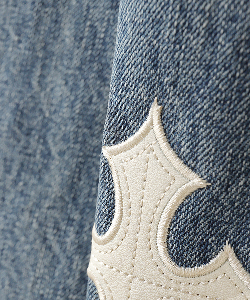 SUPPLIER（サプライヤー） ワイドパンツ ジーンズ Cross Leather Patch