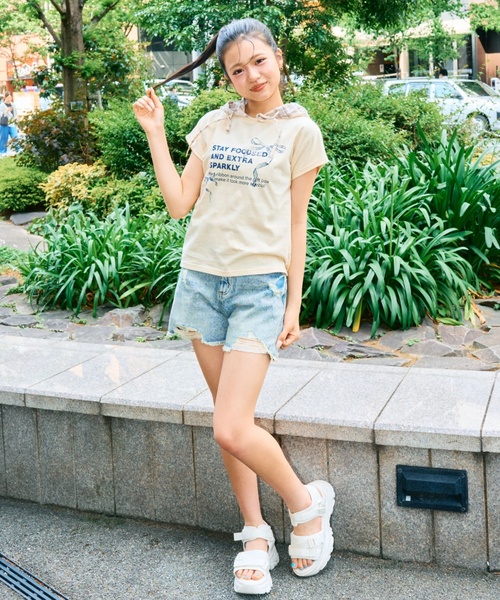 LOVETOXIC パンツ 「再入荷♪」「LTXC」ダメージデニムショートパンツ