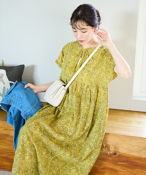 「FREAK'S STORE」 半袖ワンピース MEDIUM イエロー レディース_画像3