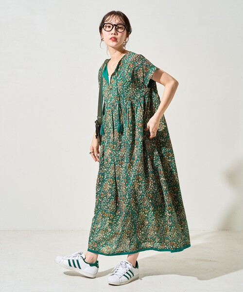 「FREAK'S STORE」 半袖ワンピース MEDIUM イエロー レディース_画像5