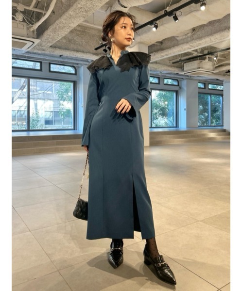 LILY BROWN（リリーブラウン） 長袖ワンピース 0 ブルー レディース