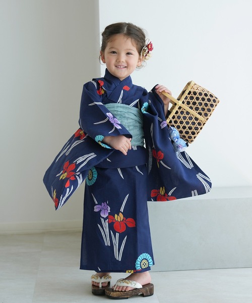 浴衣 キッズ浴衣3点セット 女の子 utatane×注染工房 kids 日本製注染 キッズ 子供 女の子