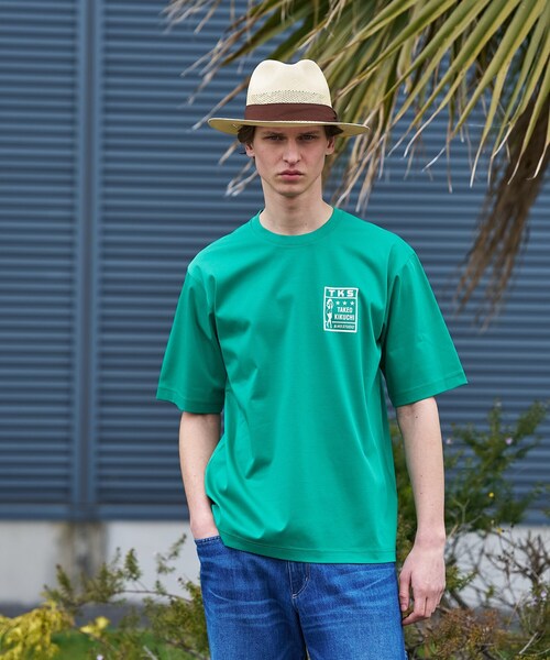 TAKEO KIKUCHI（タケオキクチ） tシャツ 「BOWLER HAT LABEL」アイス