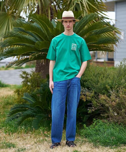TAKEO KIKUCHI（タケオキクチ） tシャツ 「BOWLER HAT LABEL」アイス