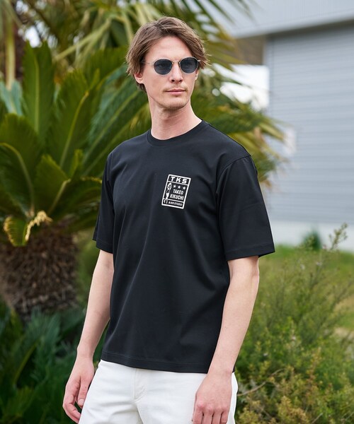 TAKEO KIKUCHI（タケオキクチ） tシャツ 「BOWLER HAT LABEL」アイス