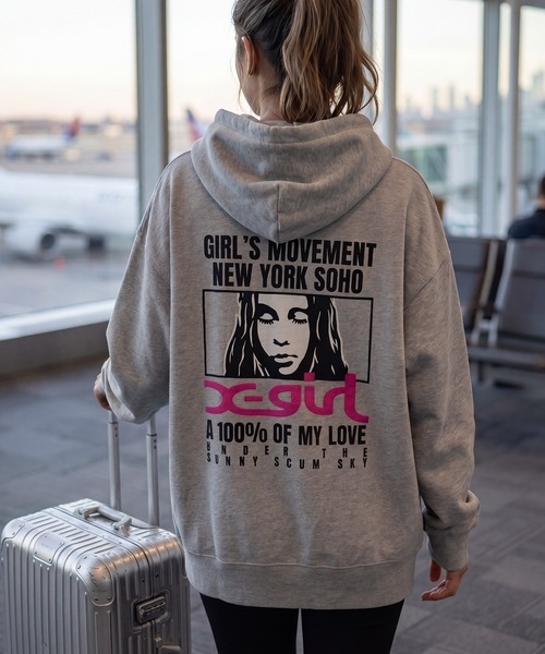 X-girl（エックスガール） パーカー FACE BOX AND MESSAGE ZIP UP