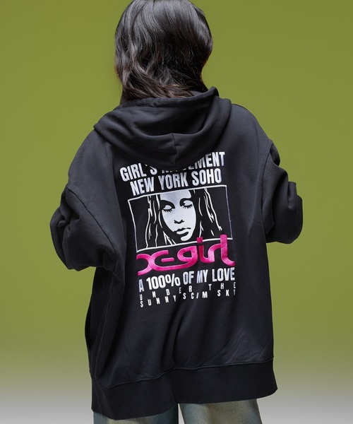 X-girl パーカー X-girl（エックスガール） パーカー FACE BOX AND MESSAGE ZIP UP
