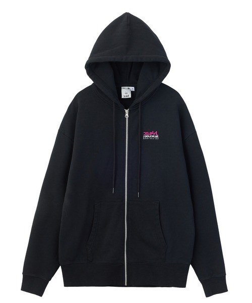 パーカー 黒 X-girl（エックスガール） パーカー FACE BOX AND MESSAGE ZIP UP