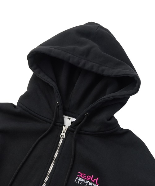 X-girl（エックスガール） パーカー FACE BOX AND MESSAGE ZIP UP