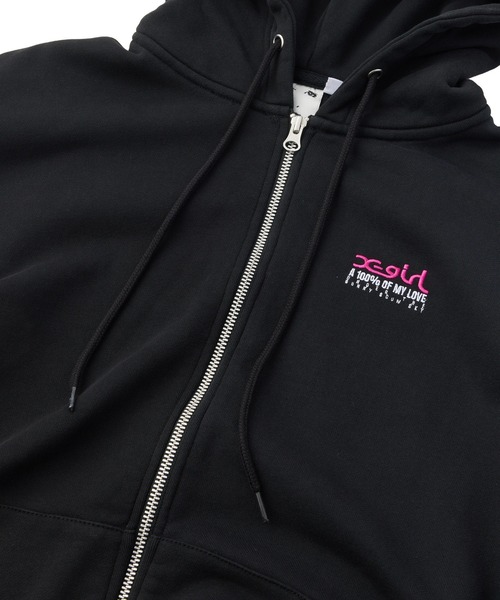 X-girl（エックスガール） パーカー FACE BOX AND MESSAGE ZIP UP