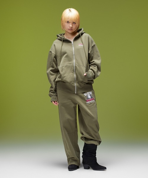 X-girl（エックスガール） パーカー FACE BOX AND MESSAGE ZIP UP