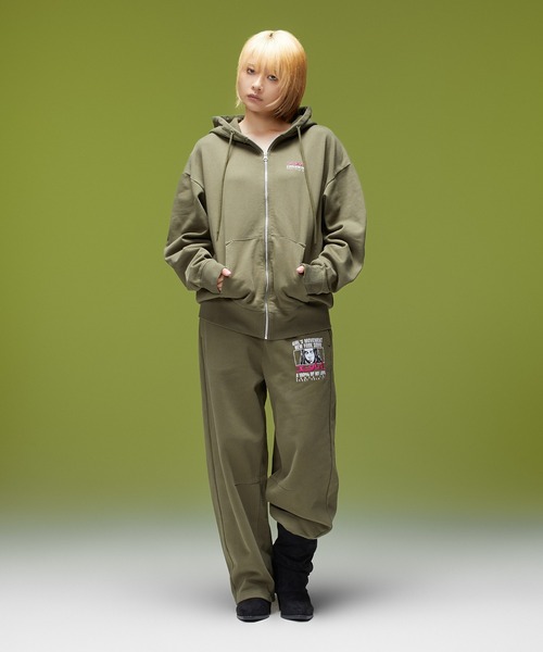 X-girl（エックスガール） パーカー FACE BOX AND MESSAGE ZIP UP