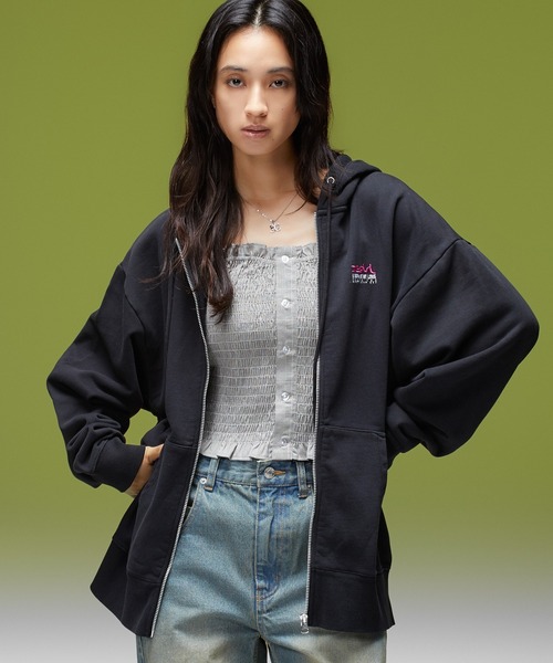 X-girl（エックスガール） パーカー FACE BOX AND MESSAGE ZIP UP