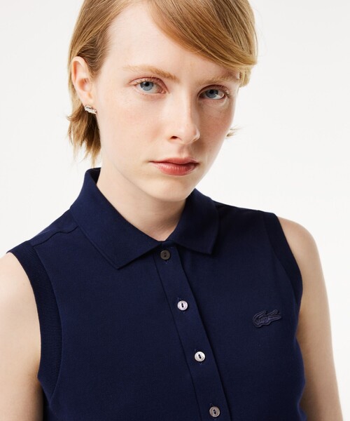 LACOSTE（ラコステ） ノースリーブポロシャツ 36 ネイビー レディース