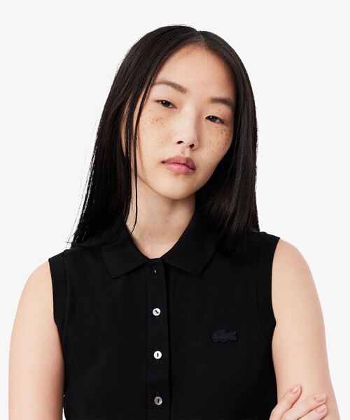 LACOSTE（ラコステ） ノースリーブポロシャツ 36 ネイビー レディース